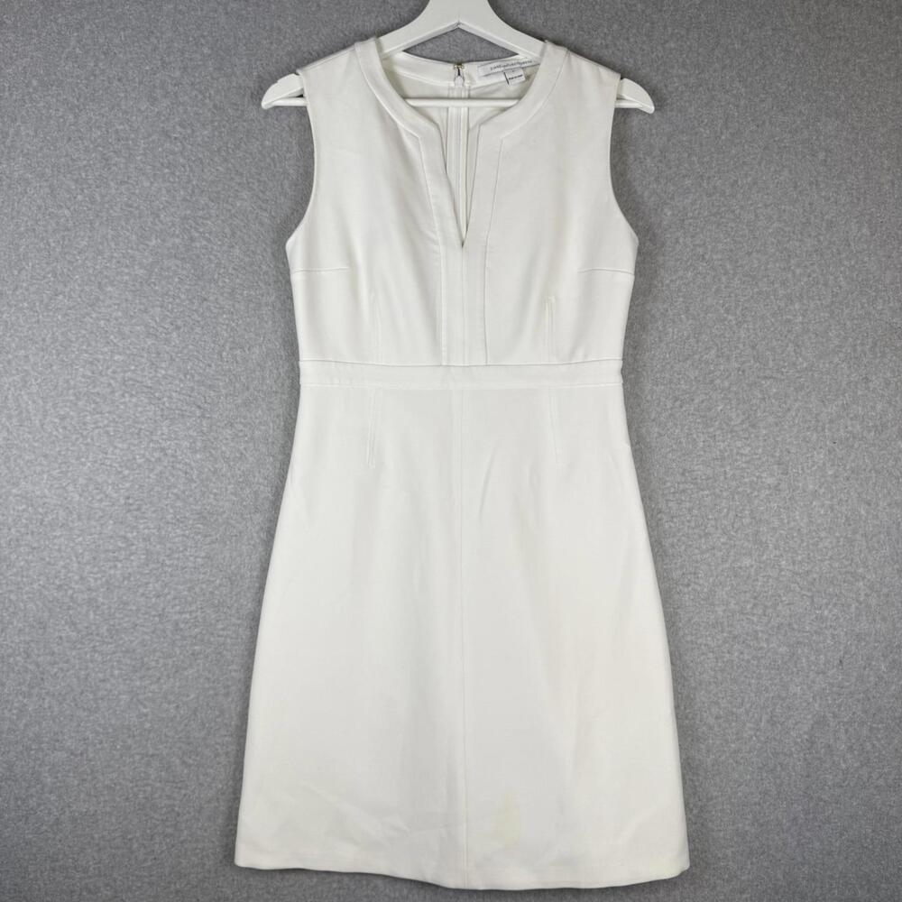 Diane Von Furstenberg Women's Size 2 A Line Sleeveless Mini Dress Stretch White